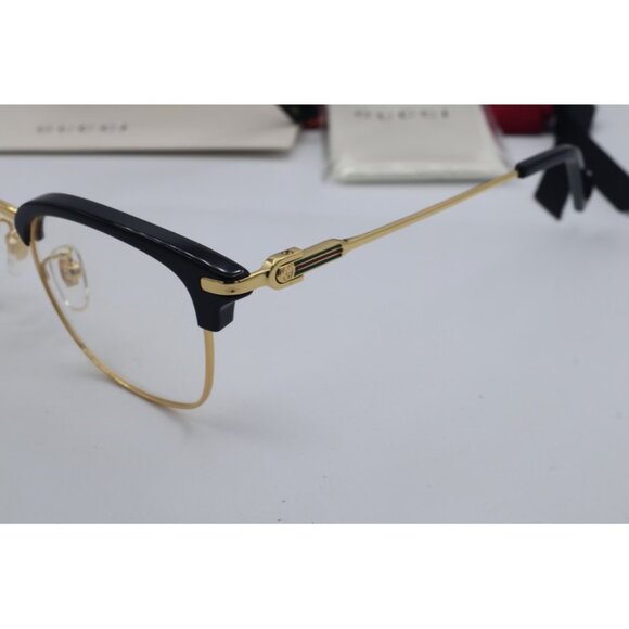 Gucci GG 1606OK 002 Rectangle Black/Gold Eyeglasses Clear Lenses 52mm - Picture 4 of 8